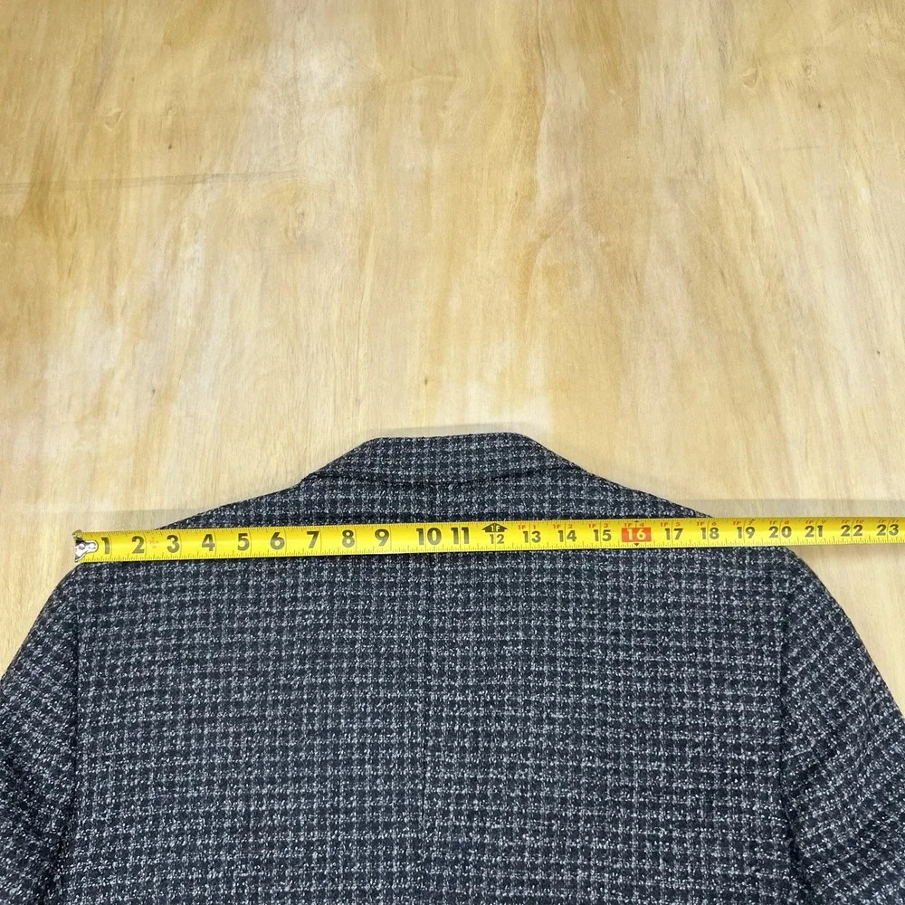 Joseph Abboud Knit Blazer Jacket Sport Coat Mens 46R Wool Nylon Gray/Black Check